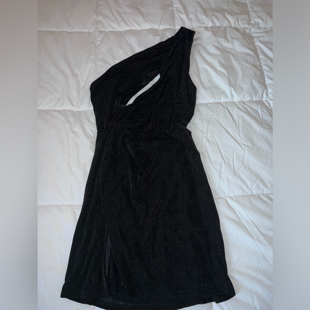 Black one sleeve Lucy in the Sky mini dress